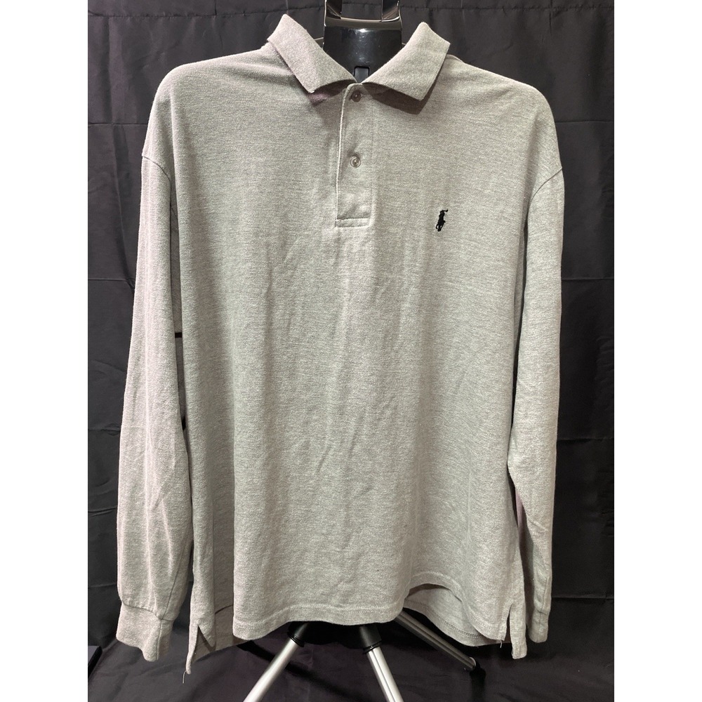 Polo Ralph Lauren Long Sleeve Polo Shirt Mens 2XL Gray Pony Logo